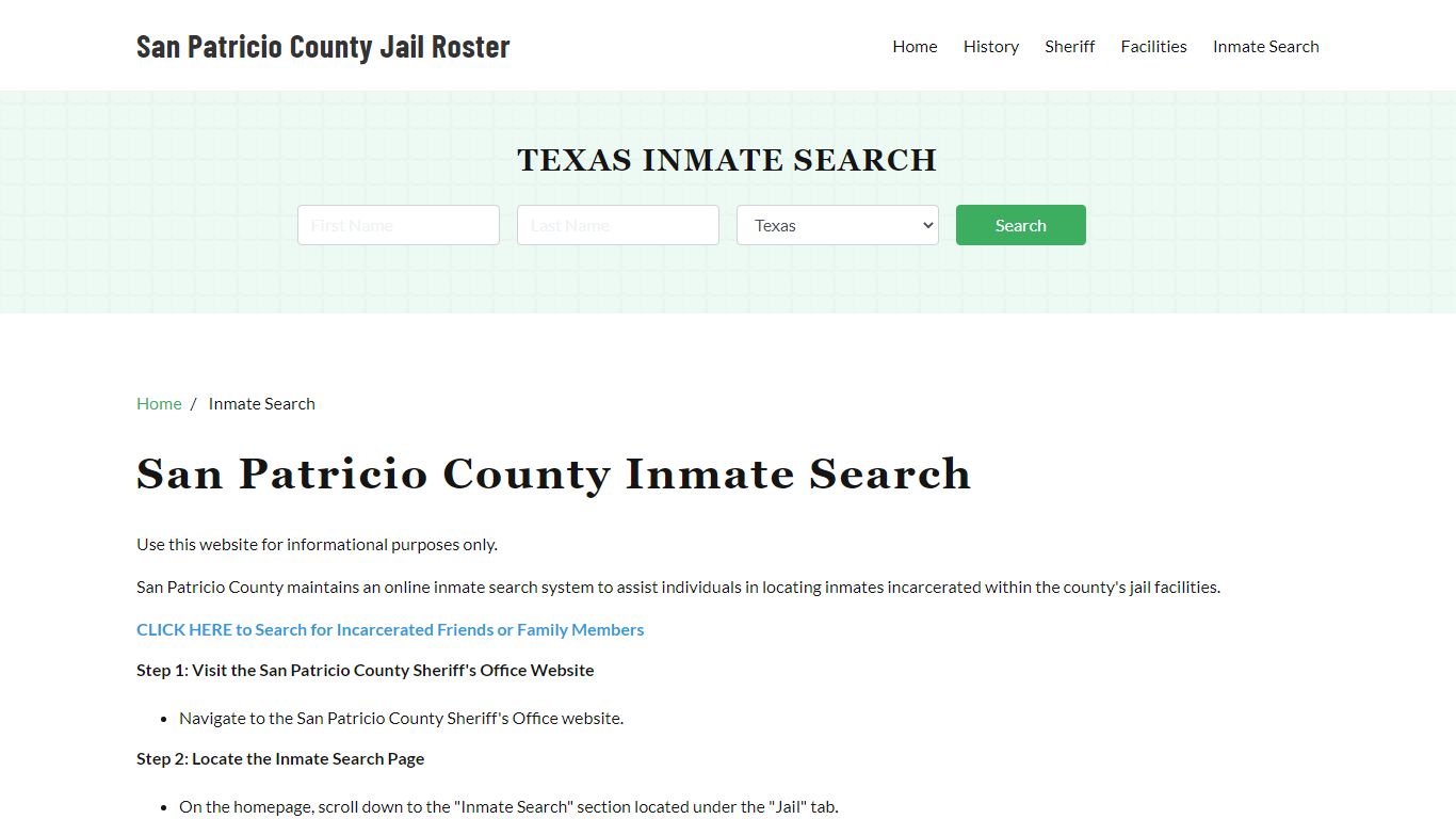 San Patricio County, TX Detainee Lookup