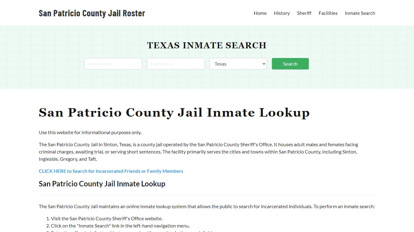 San Patricio County Jail Roster Lookup, TX, Inmate Search