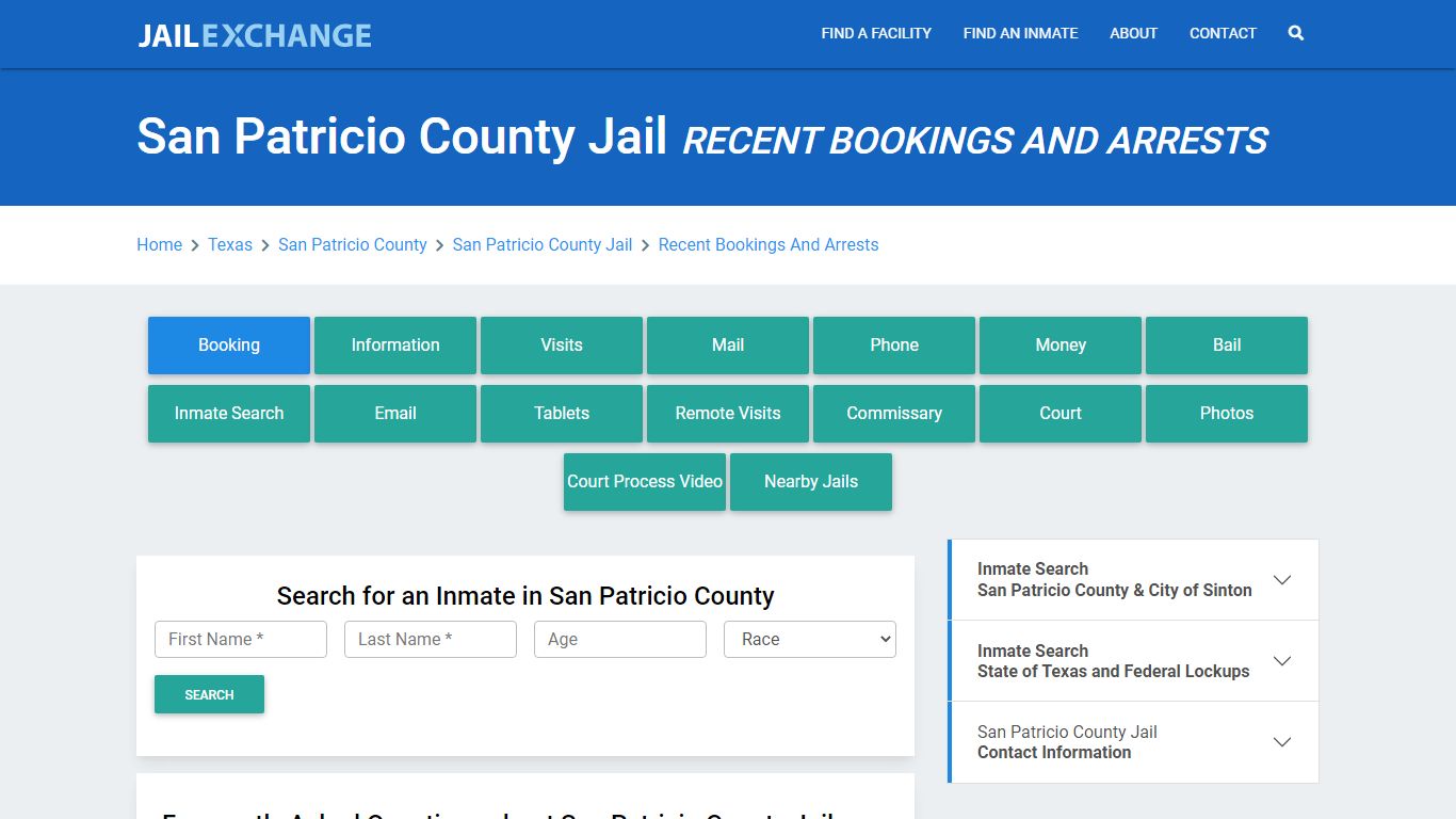 San Patricio County Jail Recent Bookings And Arrests